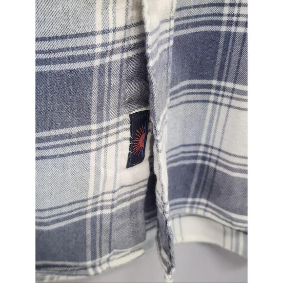 Faherty Shirt Mens Large Blue White Plaid Button Flannel Pima Cotton Blend - Picture 6 of 13
